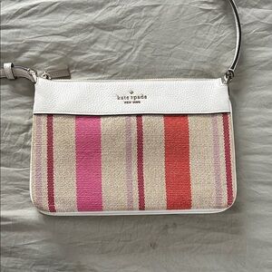 Kate Spade White and Multicolor Striped Wristlet